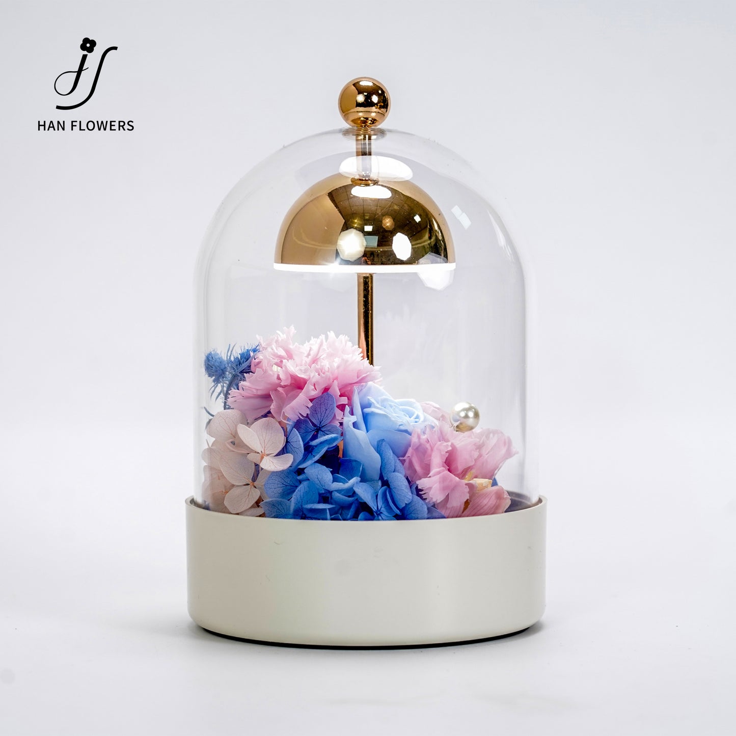 Whispers of Flowers | Warm Light Soothing Handmade Preserved Flower Glass Dome Gift Box