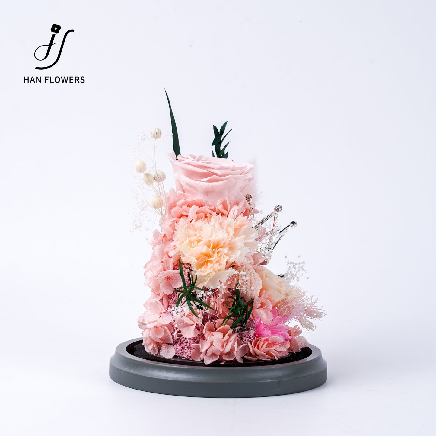 Floral Moments | Roses & Carnations Preserved Flower Glass Dome Gift Box