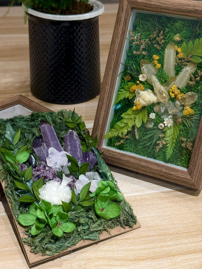 Serene Purple Amethyst Preserved Flower Photo Frame Ornament