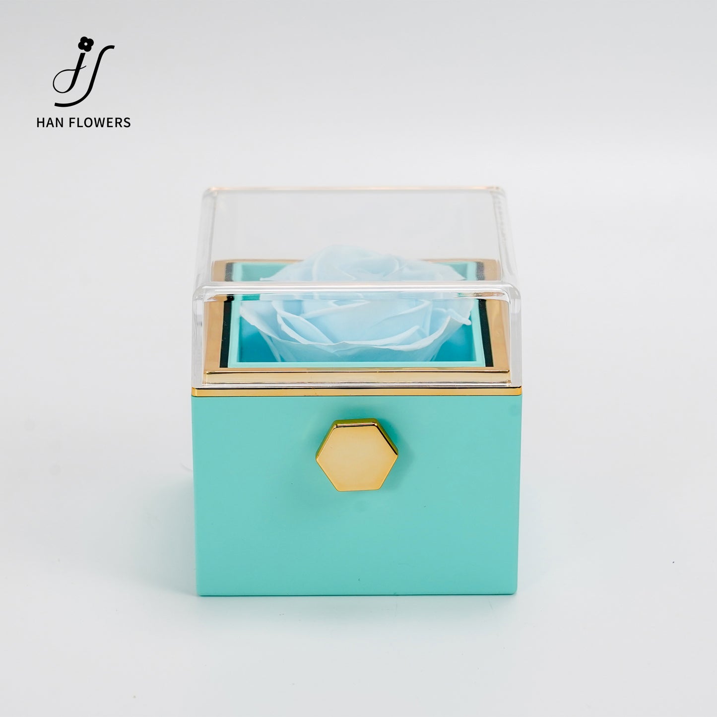 永生花 方形旋轉首飾盒