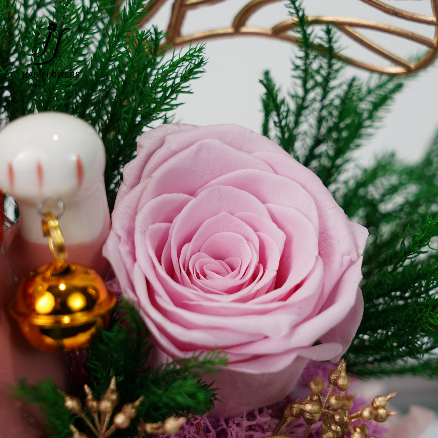 永生花 粉色招財貓