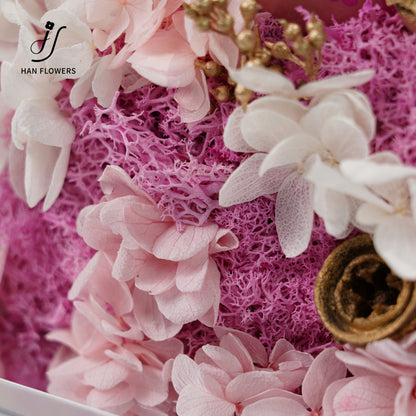 永生花 粉色招財貓