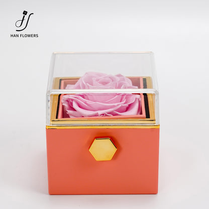 永生花 方形旋轉首飾盒