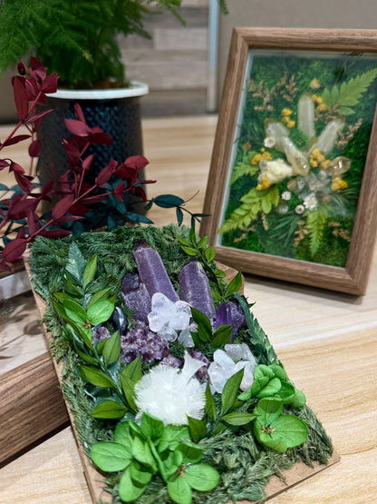 Serene Purple Amethyst Preserved Flower Photo Frame Ornament