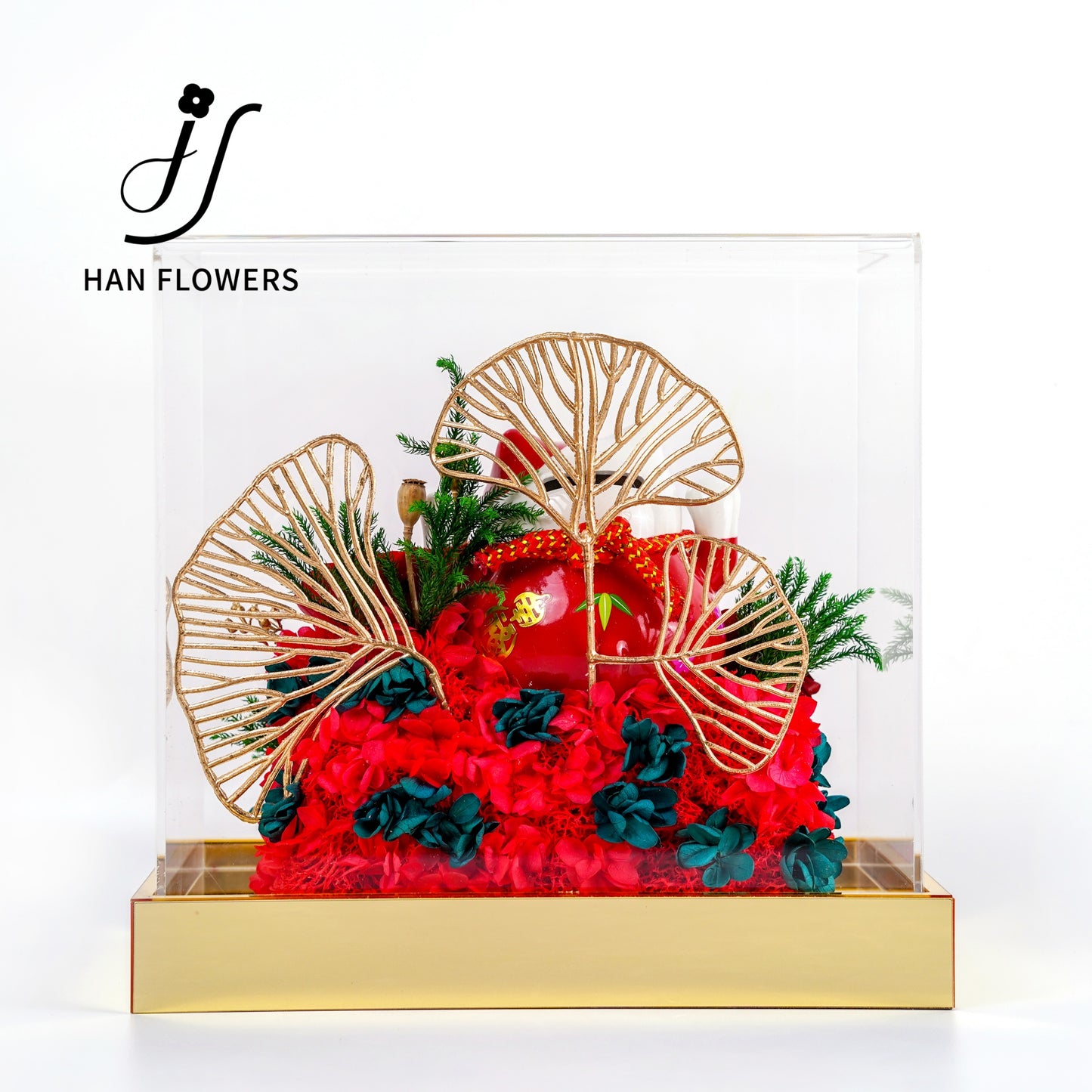 永生花 粉色招財貓