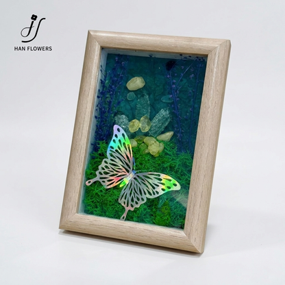 Lime Crystal Dew | Green Crystal Preserved Flower Frame Decoration