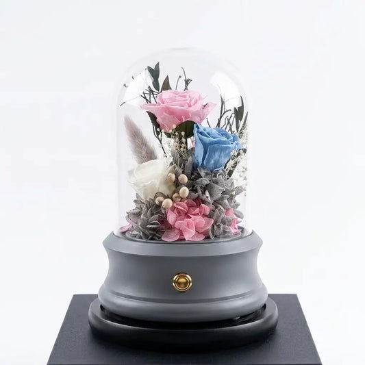 玫瑰聲境 藍牙音響 (Rose Echo) | 永生花玫瑰藍牙音響玻璃罩 (2色可選)