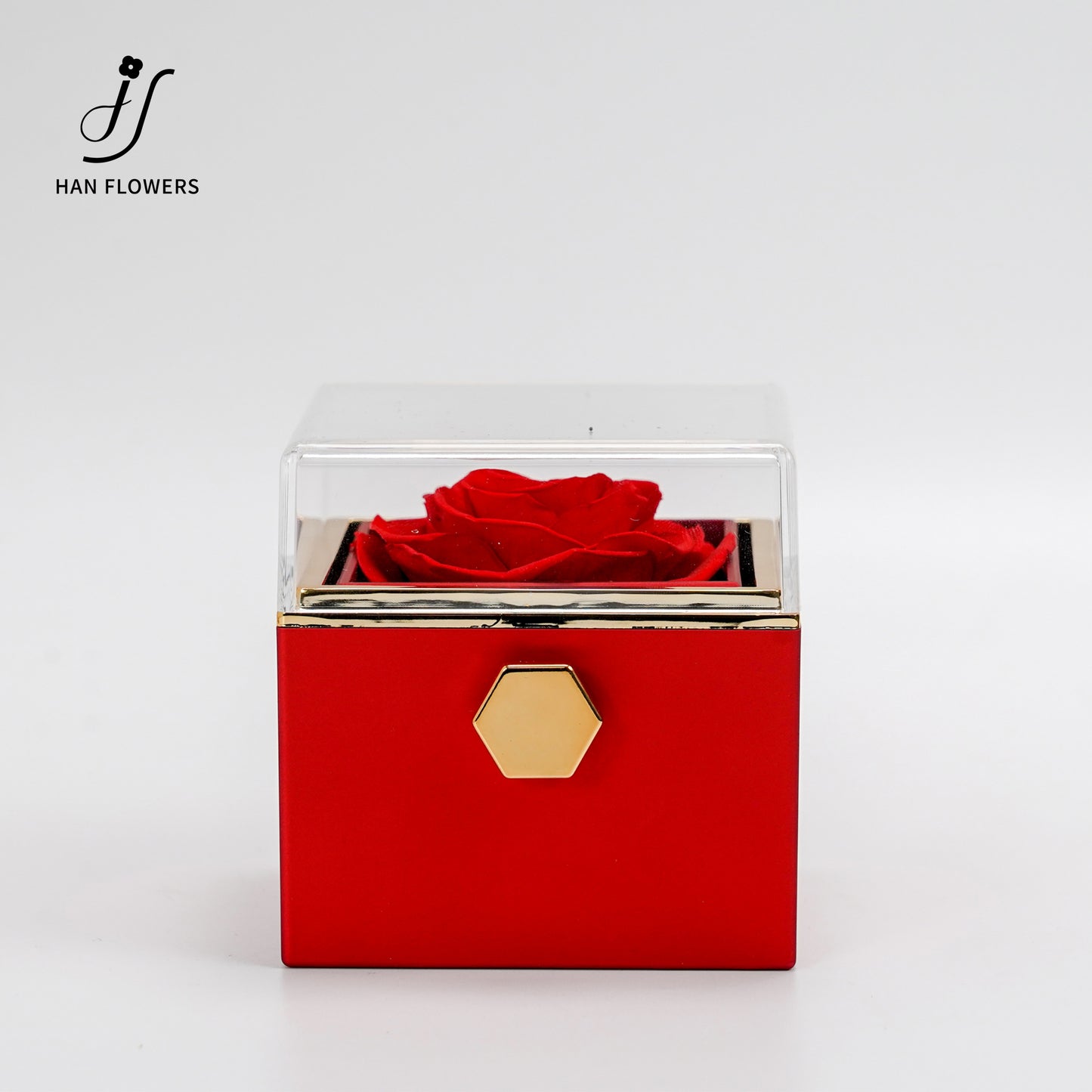 永生花 方形旋轉首飾盒