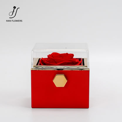 永生花 方形旋轉首飾盒