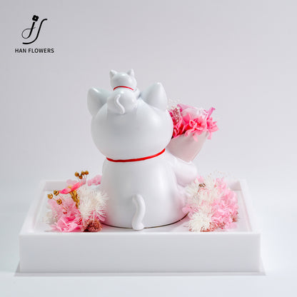永生花 捧花招財貓