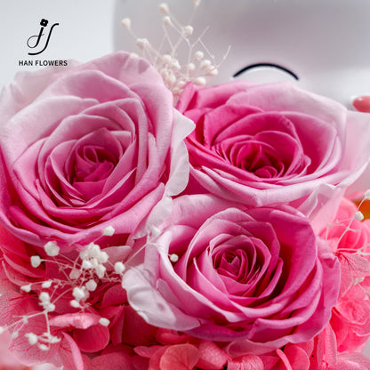 永生花 捧花招財貓