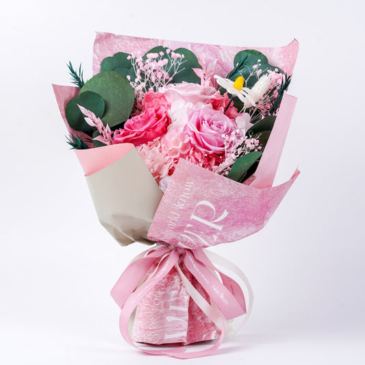 粉紅玫瑰花束 (Pale Petals) | 柔美漸層粉永生花束