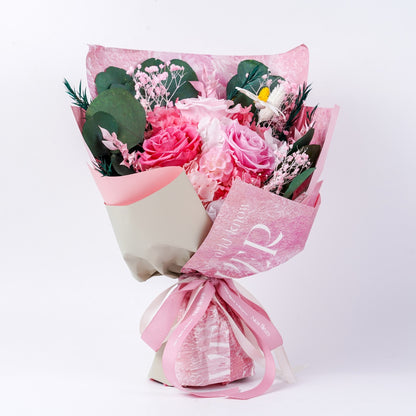 粉紅玫瑰花束 (Pale Petals) | 柔美漸層粉永生花束