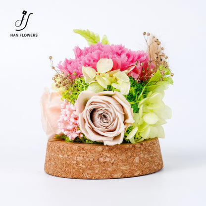 Forest Isle | Carnation & Rose Preserved Flower Glass Dome Display