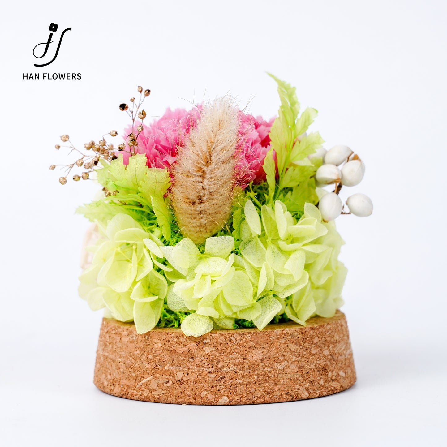 Forest Isle | Carnation & Rose Preserved Flower Glass Dome Display