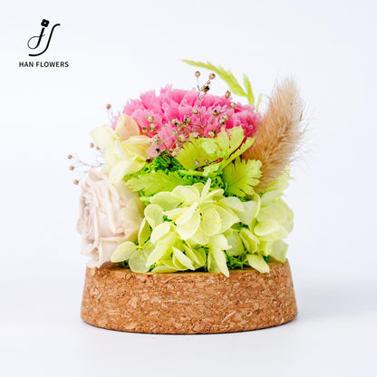 Forest Isle | Carnation & Rose Preserved Flower Glass Dome Display