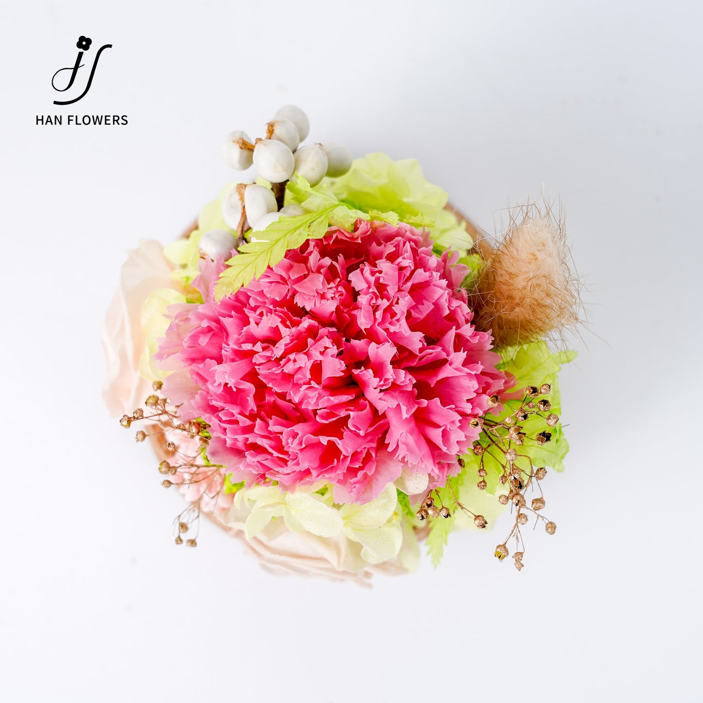 Forest Isle | Carnation & Rose Preserved Flower Glass Dome Display