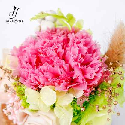 Forest Isle | Carnation & Rose Preserved Flower Glass Dome Display