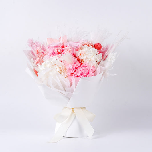 粉櫻初雪 (Blushing Romance) | 浪漫粉白奢華永生花束