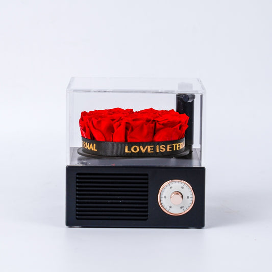 迷你玫瑰留聲機 (Mini Rose Gramophone) | 復古永生花藍牙喇叭禮盒