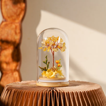 水晶樹永生花玻璃罩系列 (Crystal Tree Preserved Flower Dome Series) | 天然水晶與永生花的恆久祝福