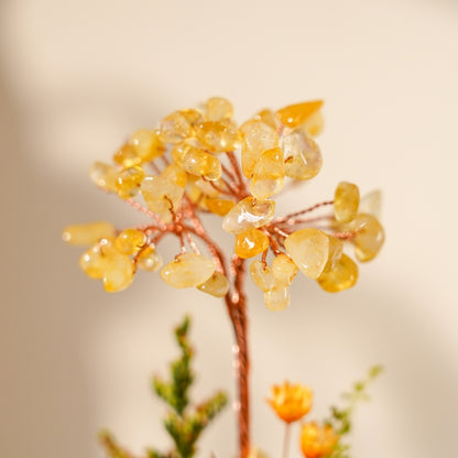 水晶樹永生花玻璃罩系列 (Crystal Tree Preserved Flower Dome Series) | 天然水晶與永生花的恆久祝福