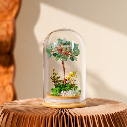 水晶樹永生花玻璃罩系列 (Crystal Tree Preserved Flower Dome Series) | 天然水晶與永生花的恆久祝福