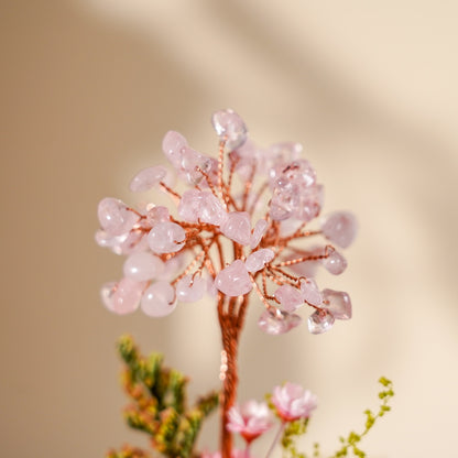 水晶樹永生花玻璃罩系列 (Crystal Tree Preserved Flower Dome Series) | 天然水晶與永生花的恆久祝福