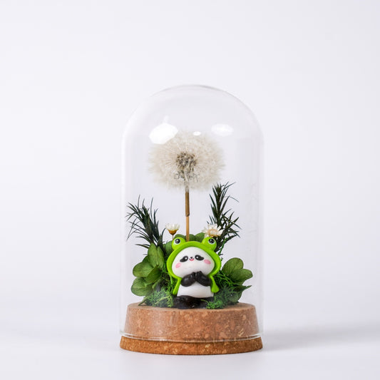 蒲悅絮語 (Panda Dandelion Whispers) | 熊貓主題永生蒲公英玻璃罩禮盒