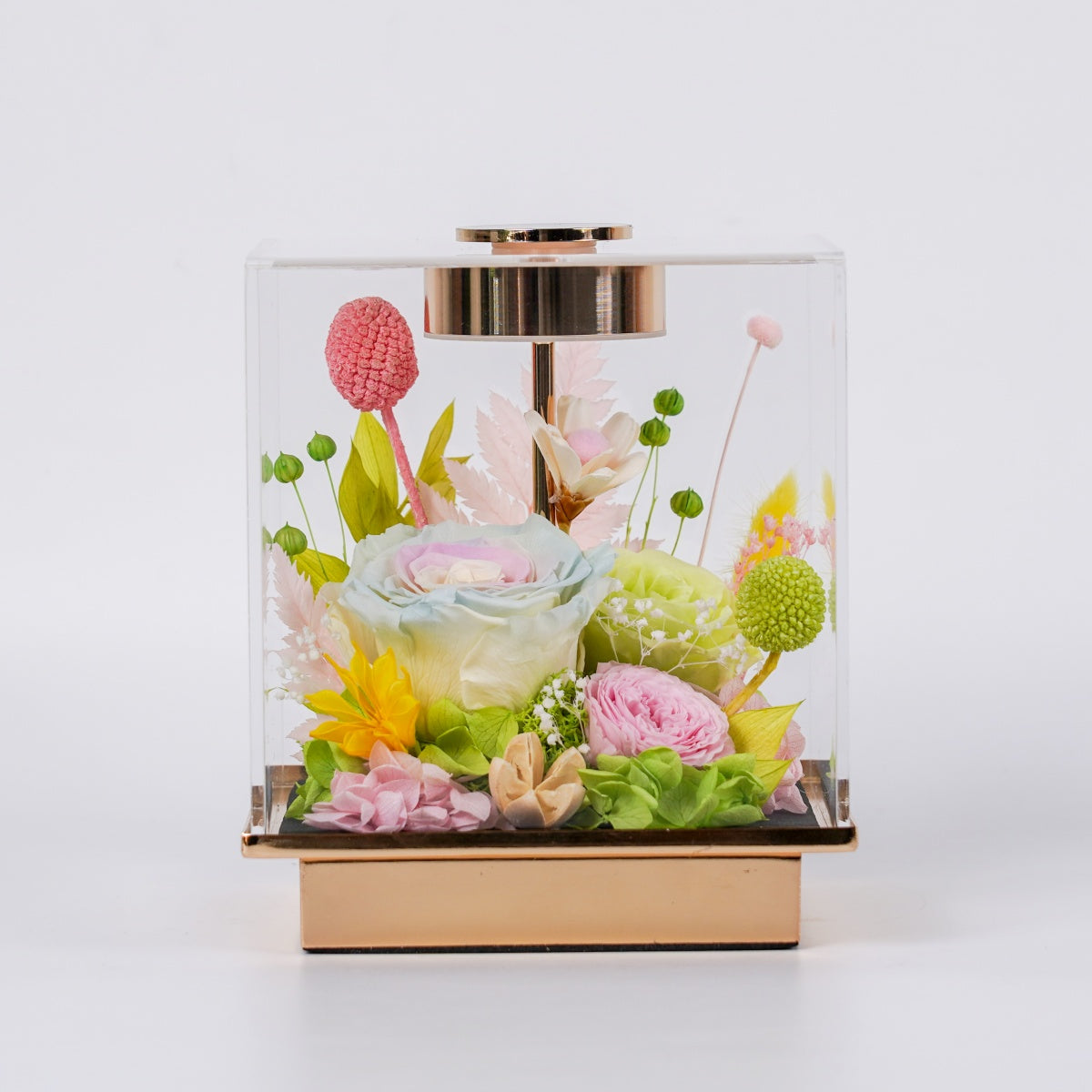 春意盎然・春光拾夢 (Golden Spring)｜春色花藝金色底座觸碰式花藝燈