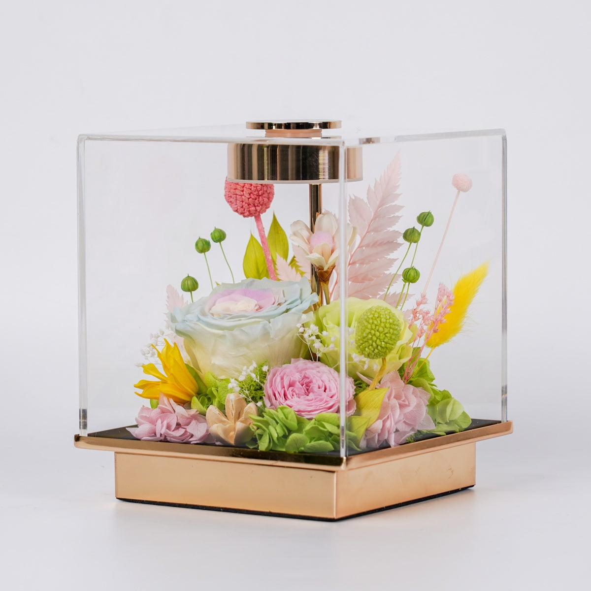 春意盎然・春光拾夢 (Golden Spring)｜春色花藝金色底座觸碰式花藝燈
