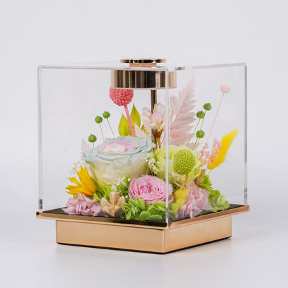 春意盎然・春光拾夢 (Golden Spring)｜春色花藝金色底座觸碰式花藝燈