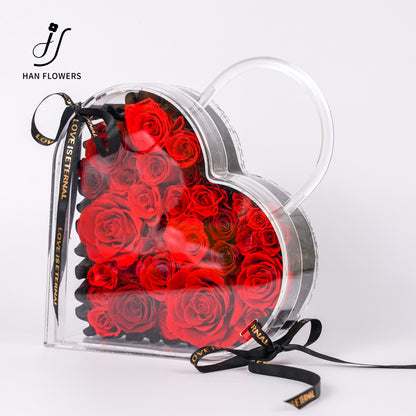 Rose Heart Isle | Classic Heart-Shaped Preserved Flower Gift Box with Handle