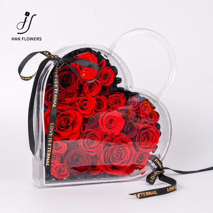 Rose Heart Isle | Classic Heart-Shaped Preserved Flower Gift Box with Handle