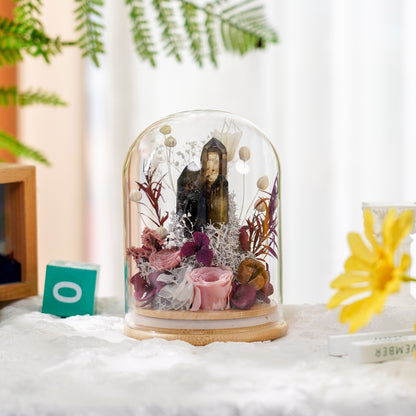 水晶花藝玻璃罩系列 (Crystal Floral Dome Series) | 天然水晶能量與恆久花藝的溫柔守護