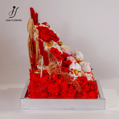 永生花 五福招財貓