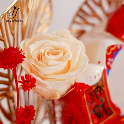 永生花 五福招財貓