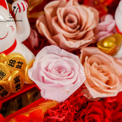 永生花 五福招財貓