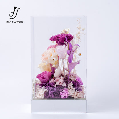 Purple Rhyme | Carnation & Rose Preserved Flower Box