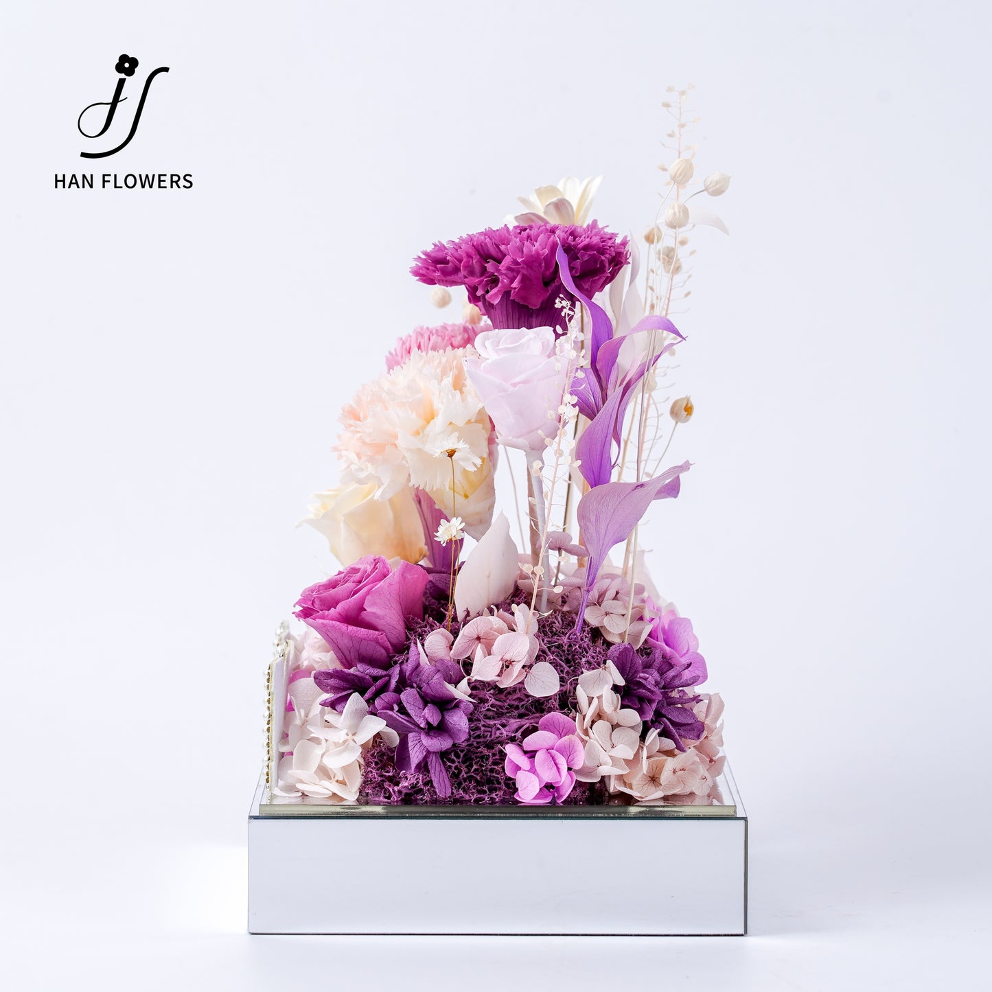 Purple Rhyme | Carnation & Rose Preserved Flower Box