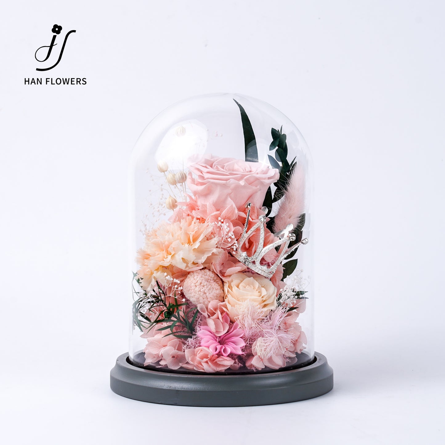 Floral Moments | Roses & Carnations Preserved Flower Glass Dome Gift Box