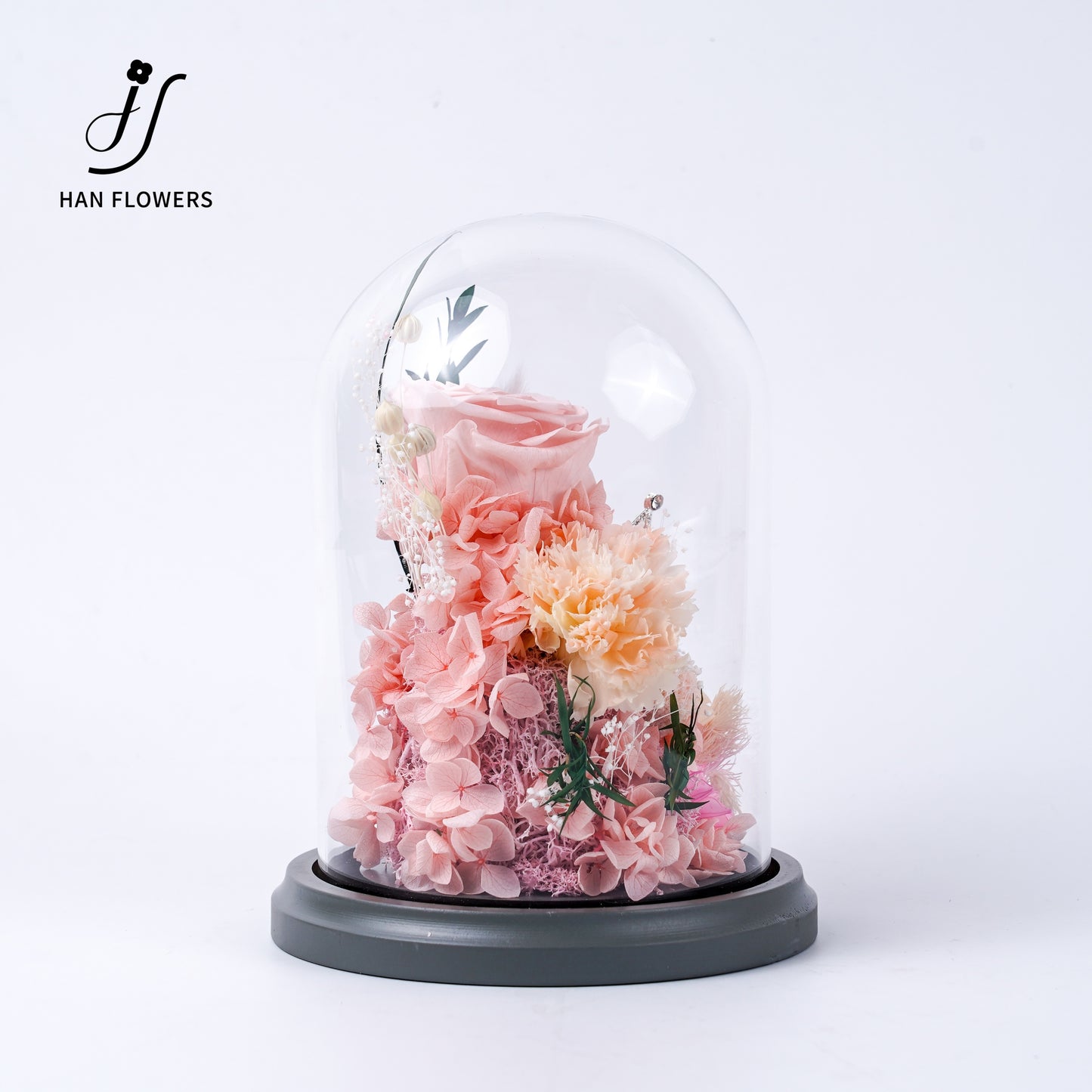 Floral Moments | Roses & Carnations Preserved Flower Glass Dome Gift Box