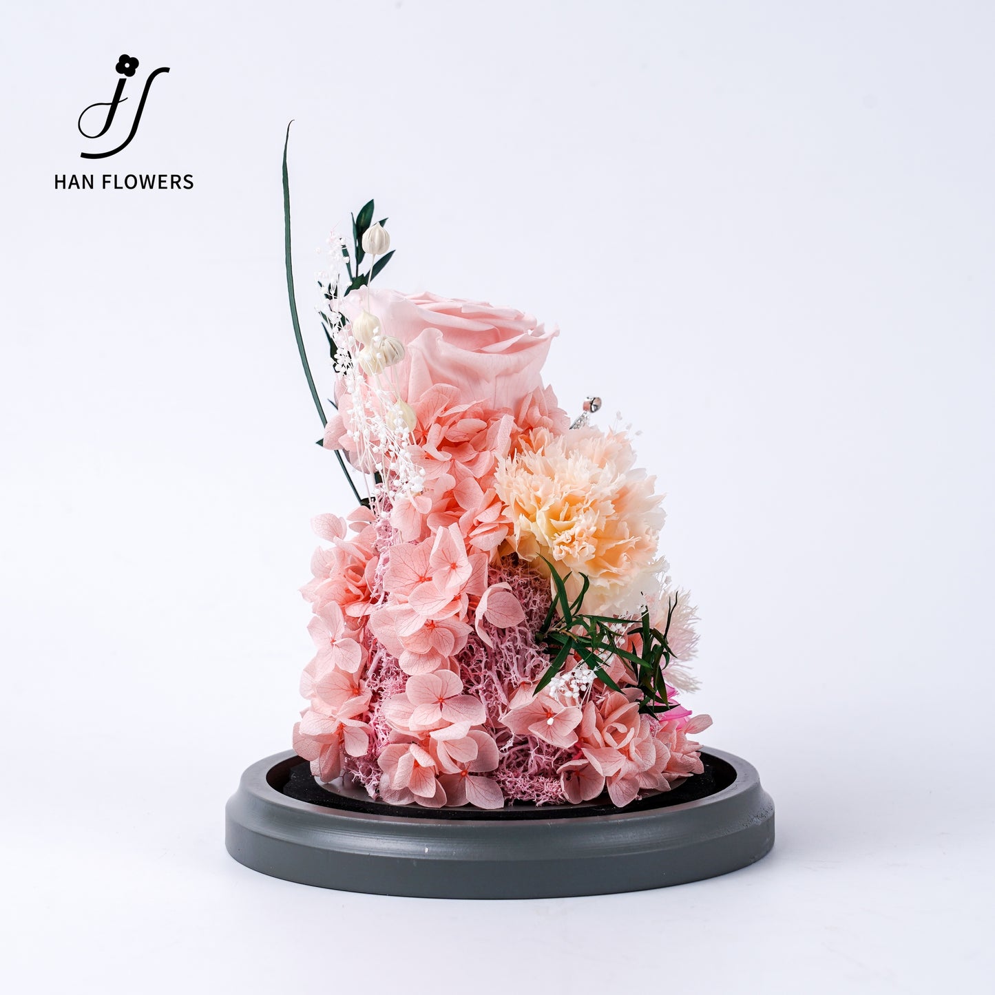 Floral Moments | Roses & Carnations Preserved Flower Glass Dome Gift Box