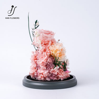 Floral Moments | Roses & Carnations Preserved Flower Glass Dome Gift Box