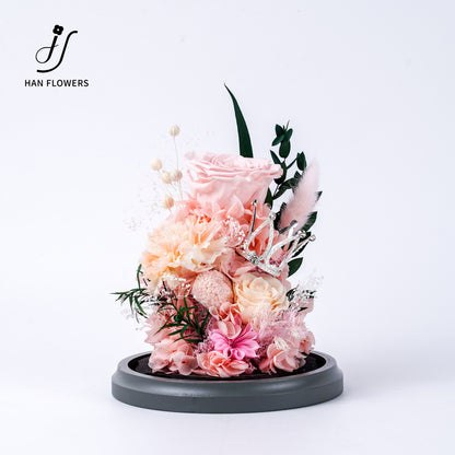 Floral Moments | Roses & Carnations Preserved Flower Glass Dome Gift Box