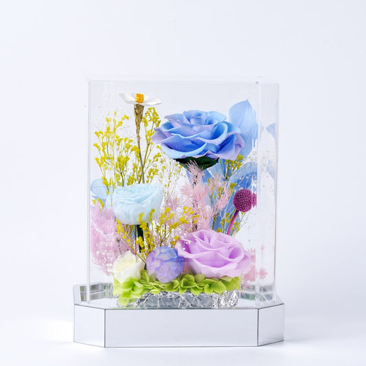 見花時 (The Floral Isle) | 碎冰藍永生花手作八角禮盒