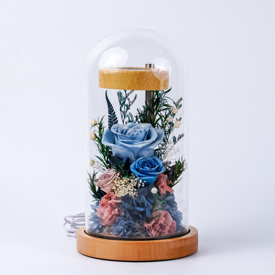 (Missing Phase) The Flora Sanctuary | Warm-Glow Everlasting Rose Glass Dome Night Light