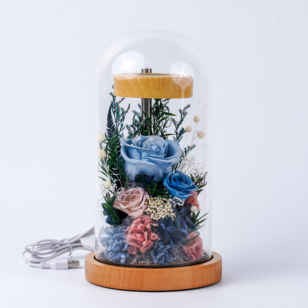 (Missing Phase) The Flora Sanctuary | Warm-Glow Everlasting Rose Glass Dome Night Light