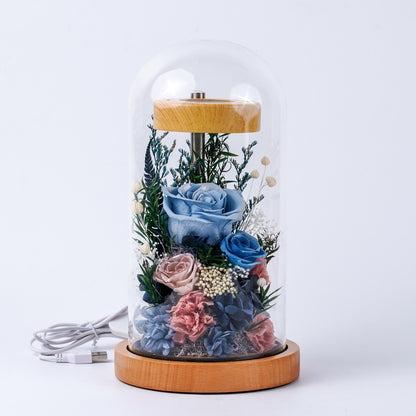 (Missing Phase) The Flora Sanctuary | Warm-Glow Everlasting Rose Glass Dome Night Light