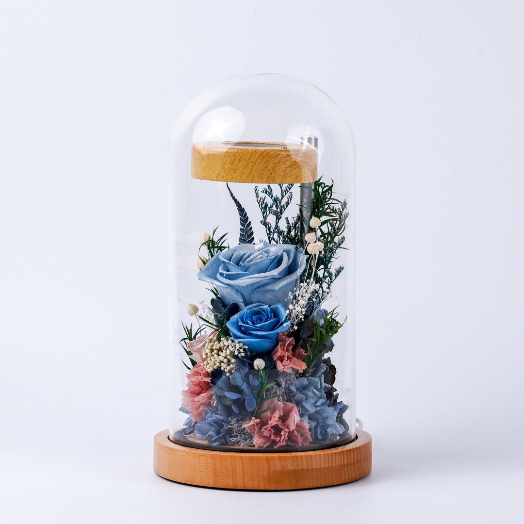 (Missing Phase) The Flora Sanctuary | Warm-Glow Everlasting Rose Glass Dome Night Light